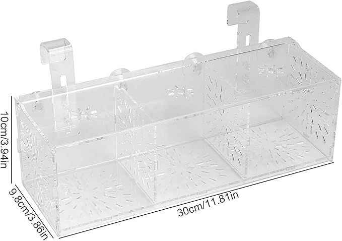 Fish Breeding Box, Acrylic Transparent Fish Breeding Isolation Box Aquarium Hatchery Incubator Holder Fish Separation Breeder Box, with Hook and Sucker Design (30CM*10CM*10CM)