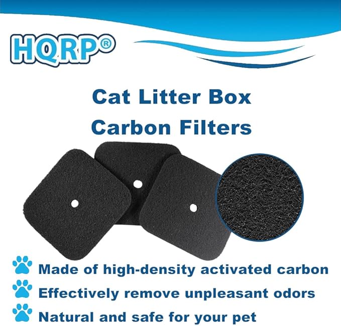 HQRP 12-Pack Replacement Carbon Filters Compatible with Catit Hooded Cat Litter Pans 50685, 50700, 50701, 50702, 50722, 50695 & 50696