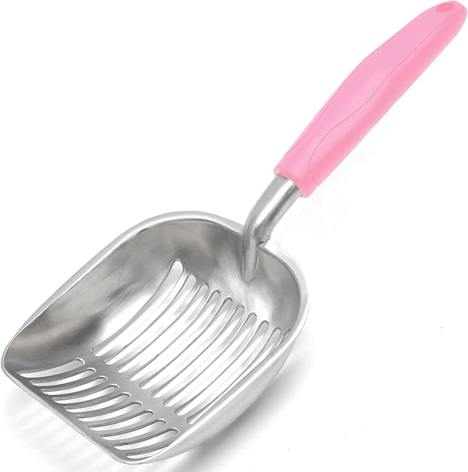 Cat Litter Scoop - Aluminum Alloy cat Litter Shovel, Suitable for All cat Litter, Metal Durable Garbage Shovel Pink