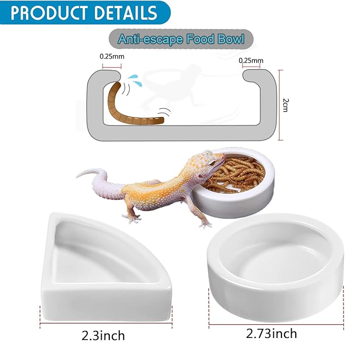 5Pcs Reptile Feeding Kit, 3Pcs Stainless Steel Feeding Tongs, Rubber Tipped Soft Tweezers, Bug Feeder Cricket Clamp, 2Pcs Reptile Food Dish Water Bowl for Reptiles,Gecko,Bearded Dragon, Spider