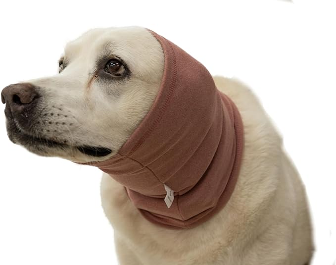 Dog Hoodies Ear Flap Head Wrap Noise Cancelling No Flap Ear Wrap Dog Head Wrap for Ear Hematoma Pail lilac+Pink L