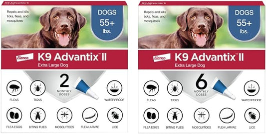 K9 Advantix II XL Dog Vet-Recommended Flea, Tick & Mosquito Treatment & Prevention | Dogs Over 55 lbs. | 8-Mo Supply