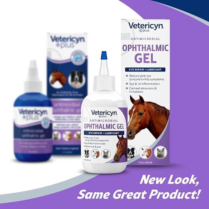 Vetericyn Plus Ophthalmic Eye Gel for Horses | Eye Ointment Alternative to Lubricate and Relieve Horse Eye Irritations, Safe for All Animals. 3 ounces