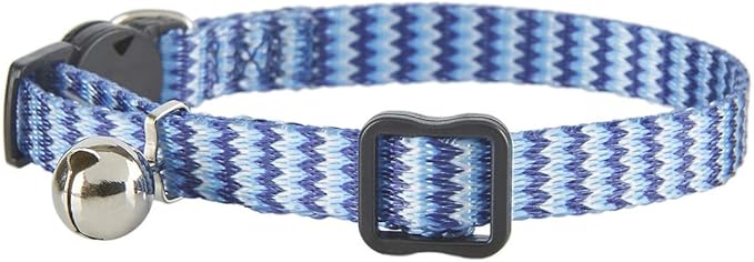 Breakaway Cat Collar with Bell, 2 Pack Adjustable Nylon Cat Collars for Male Boy Cats, Blue & Purple