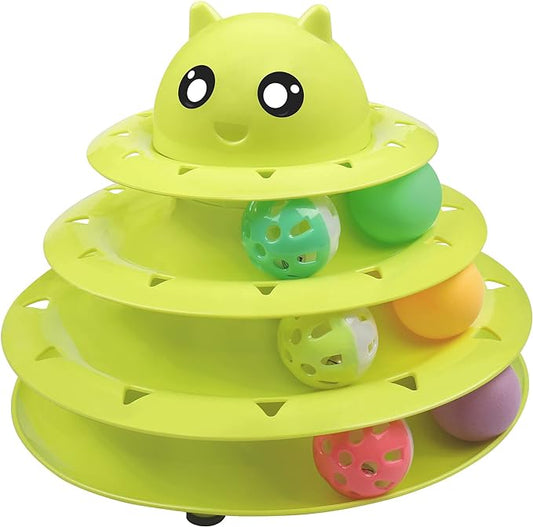 UPSKY Cat Toy Roller 3-Level Turntable Cat Toy Balls with Six Colorful Balls Interactive Kitten Fun Mental Physical Exercise Puzzle Toys.