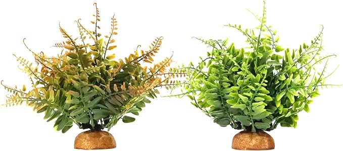 Fake Green Boston Fern, Reptile Plants for Terrarium, Amphibian Tank Accessories Habitat Decor fit Crested Gecko Leopard Lizard Chameleon Ball Python Snake Frog