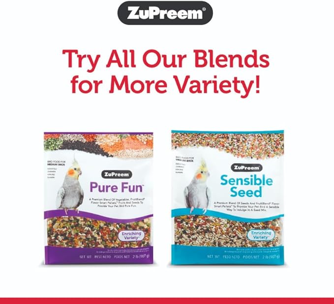 ZuPreem FruitBlend Flavor Pellets Bird Food for Parrots and Conures, 3.5 lb (Pack of 2) - Daily Blend Made in USA for Caiques, African Greys, Senegals, Amazons, Eclectus, Small Cockatoos