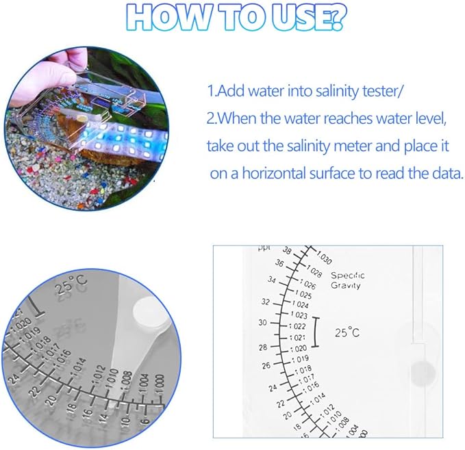 Aquarium Marine Test,Salinity Tester Aquarium Salinity Tester Seawater Salt Meter Fish Salinity Measuring Device for Fish Pond Saltwater Water