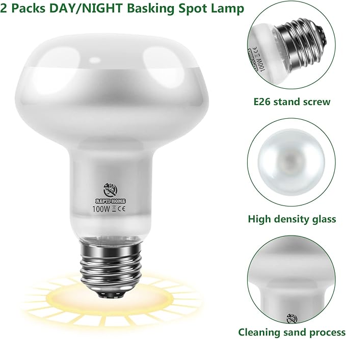 Reptile Heat Lamp Bulbs Intense 100W 4 Pack, Reptiles & Amphibians UVA Basking Spot Lamp Bulb,Simulate Natural Sunlight Reptile Daylight Heat Bulb for Bearded Dragon, Snake