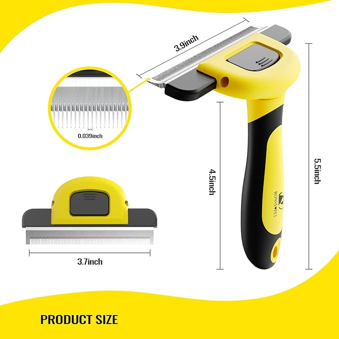 Bonve Pet Grooming Brush, Upgrade Pet Deshedding Tool for Dogs & Cats Effectively Reduces Shedding by Up to 95% for Short Medium and Long Pet Hair