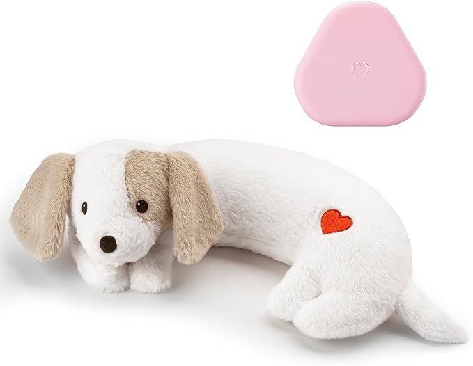 Heartbeat Toy Heartbeat Stuffed Animal for Dogs, Heartbeat Puppy Toy for Anxiety Relief Calming Aid, Heartbeat Stuffed Toy for Behavioral Aid Crate Kennel Training, Puppy Essentials White