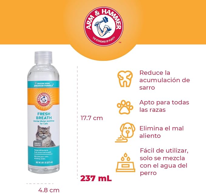 Arm & Hammer for Pets Advanced Care Dental Water Additive for Cats | Cat Teeth Cleaning Product for All Cats | Odorless and Flavorless Cat Dental Rinse, 8 Ounces (Pack of 2)