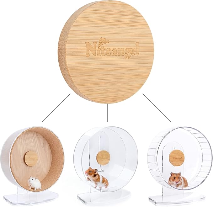 Niteangel Hamster Wheel Accessories - fits for Niteangel Super-Silent Wheel Series | Acrylic Wheel Series | Cloud Wheel Series | Wooden Wheel Series (Bamboo Logo Cover - for Small & Medium)