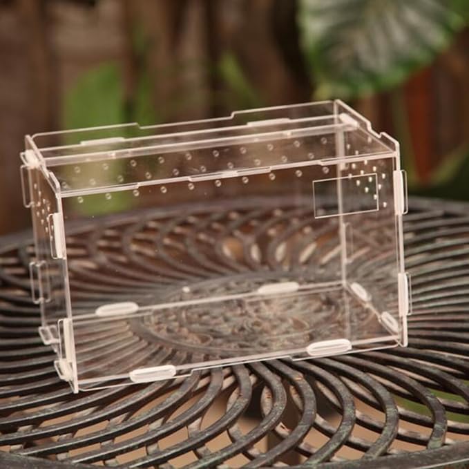 Reptile Breeding Box, Transparent Acrylic Reptile Box Pet Breeding Cage Hatching Container House for Lizard Snakes Geckos