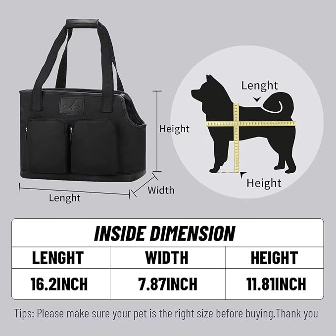 Dog Carrier Purse, Foldable Waterproof Premium PU Leather Oxford Cloth Dog Carrier Bag, Pet Travel Tote Bag with Pockets for Cat and Small Dog