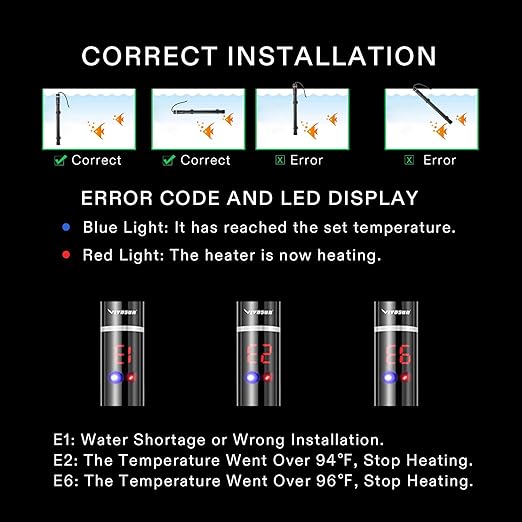 VIVOSUN Submersible Aquarium Heater with Thermometer Combination, 50W Titanium Fish Tank Heaters with Intelligent LED Temperature Display and External Temperature Controller