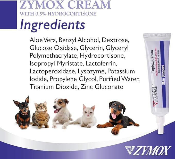 Zymox Topical Cream with 0.5% Hydrocortisone for Dogs and Cats, 1oz