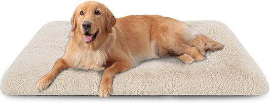 Dog Crate Pad Ultra Soft Dog Bed Mat Washable Pet Kennel Bed with Non-Slip Bottom Fluffy Plush Sleeping Mat for Large Medium Small Dogs, 41 x 27 Inch, Camel