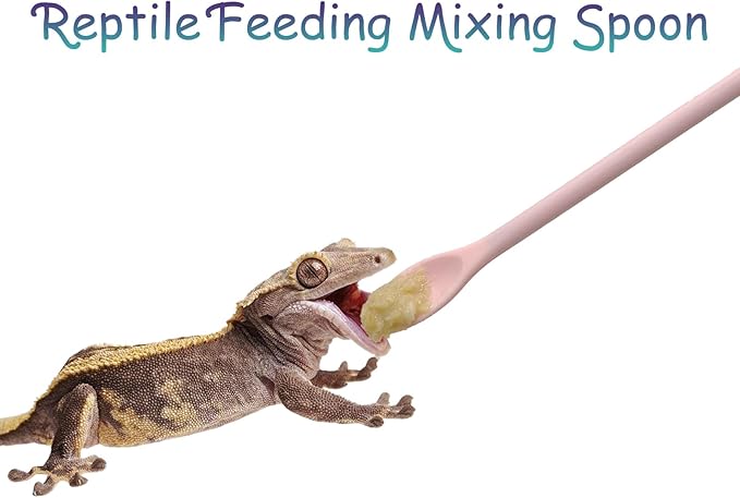 2Pcs Reptile Powder Fruit Mixing Stirring Food Feeding Spoon Reptile Stirring Food Feeding Spoon fit Crested Geckos, Lizards, Bearded Dragons,Chameleons and Other Reptiles