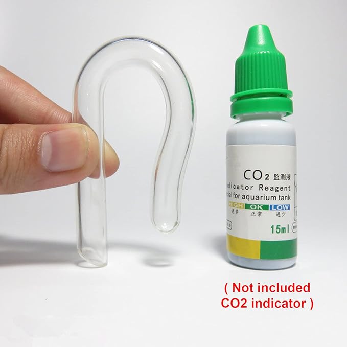 Ailindany CO2 Drop Checker Glass Aquarium Monitor CO2 Indicator for Planted Fish Tank (Transparent, J Type)
