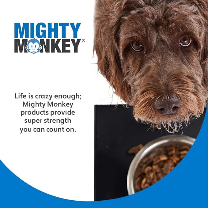 MIGHTY MONKEY 100% Waterproof Dog Food Mat, Raised Edges Silicone Pet Feeding Placemat for Cat, Dogs, Pet Bowls, High Lipped Tray Prevents Water Spills, Food on Floor, Dishwasher Safe, 18x12, Black