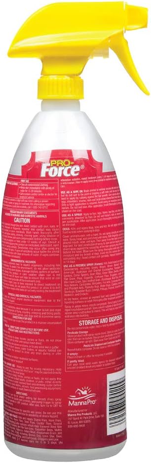 Manna Pro Pro-Force Fly Spray | Rapid Knockdown Fly Repellent for Horses | Repels More Than 70 Listed Species for up to 14 Days | 32 oz (Pack of 2)