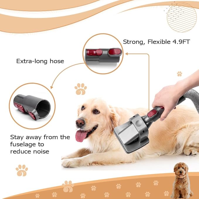 Pet Grooming Kit - Compatible with Dyson V7, V8, V10, V11, V12, V15 (Vacuum Not Included) - Brush Hair Remover for Dogs and Cats, Deshedding Tools, Undercoat Fur - Mess free Shedding Comb Kit