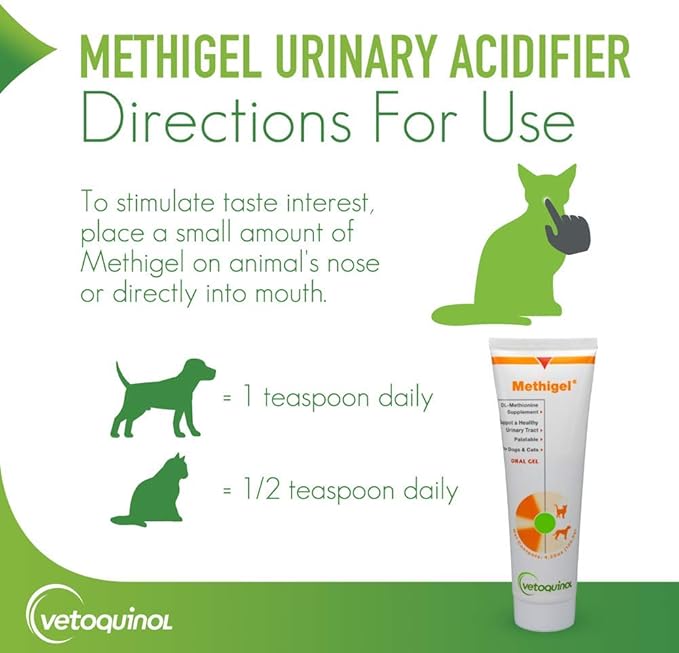 Vetoquinol Methigel Urinary Acidifier to Promote Urinary and Bladder Health for Dogs & Cats