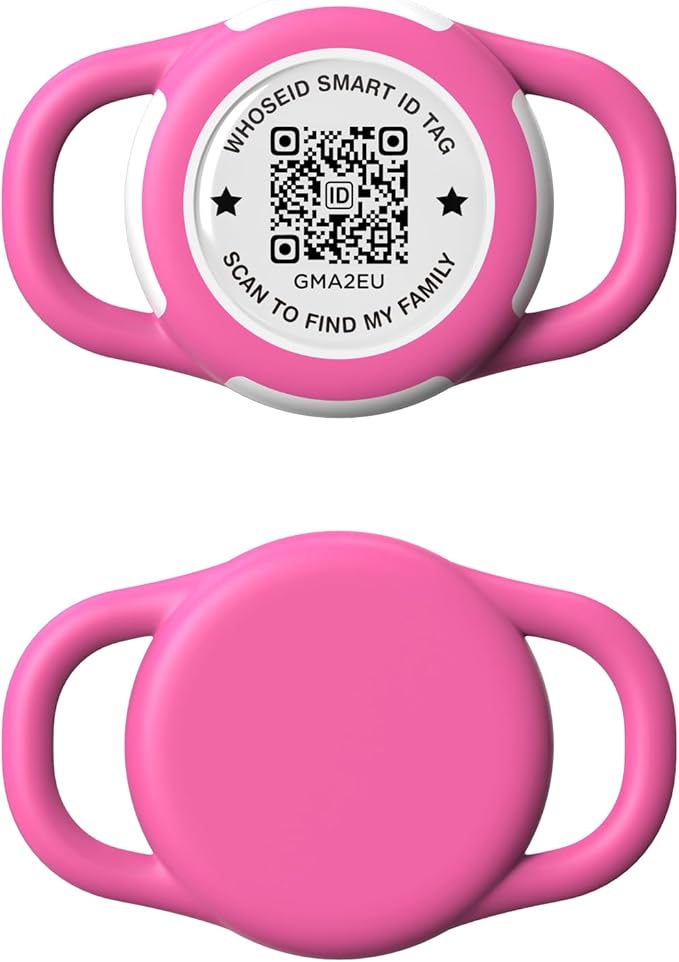 QR Code Airtag Holder, Scan QR Code Send Location Alert Email, Waterproof Full Body Protection Anti-Lost Air Tag Case, Airtag Accessories for Dog, Cats, Collar, Backpack (Rose, Small)