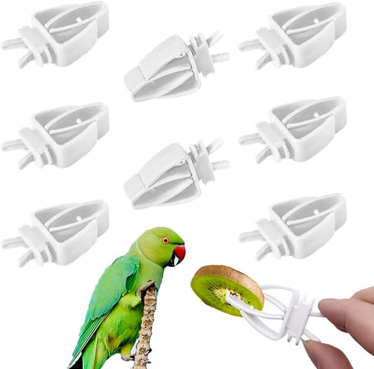 8pcs Bird Cage Food Holder, Parrot Fruit Vegitable Bracket, Pet Feeder Clip Accessory, for Budgie Parakeet Cockatoo Macaw Cockatiel Conure