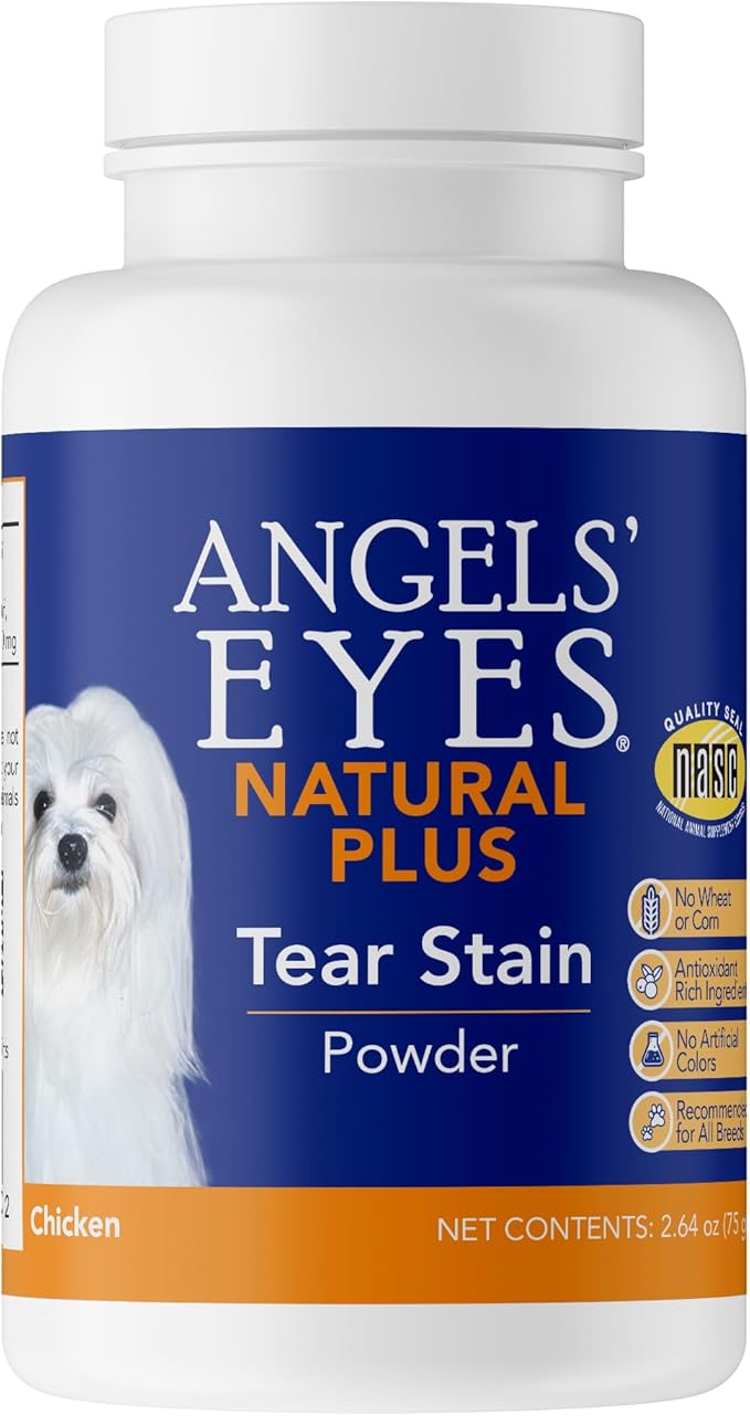 ANGELS' EYES NATURAL PLUS Tear Stain Prevention Chicken Powder for Dogs | All Breeds | No Wheat No Corn | Daily Support for Eye Health | Proprietary Formula | Limited Ingredients | Net Content 75g