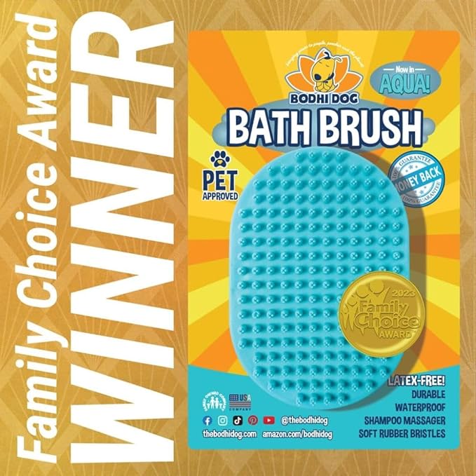 Bodhi Dog Shampoo Brush | Pet Shower & Bath Supplies for Cats & Dogs | Dog Bath Brush for Dog Grooming | Long & Short Hair Dog Scrubber for Bath | Professional Quality Dog Wash Brush