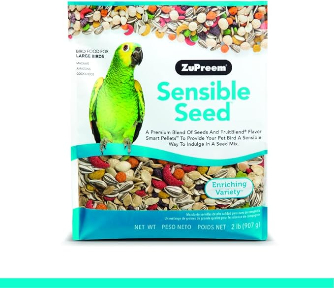 ZuPreem Sensible Seed - Bird Food for Large Birds - Real Ingredient Bird Food - 2 lb