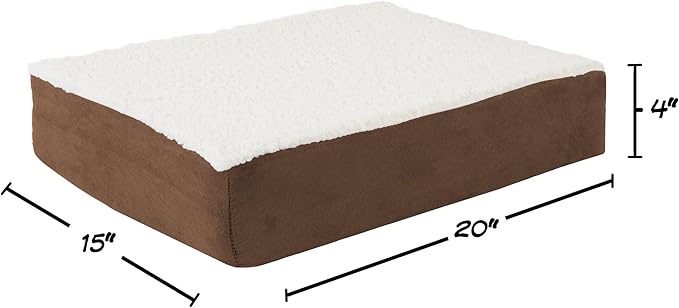 PETMAKER Orthopedic Dog Bed - 2-Layer Memory Foam Crate Mat with Machine Washable Sherpa Cover - 20x15 Pet Bed for Small Dogs Up to 20lbs (Brown)