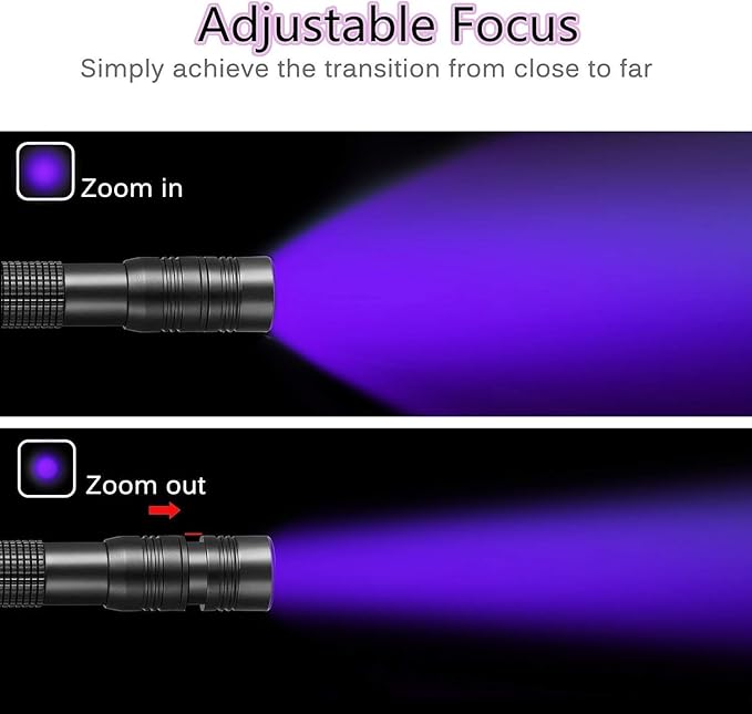 UV Flashlight, 395nm Black Light Pen Flashlight, LED Pen Flashlight IPX4 Waterproof, Urine Detector for Pet Urine, Cat Dog Stains, Bed Bug, Night Fishing, Travel