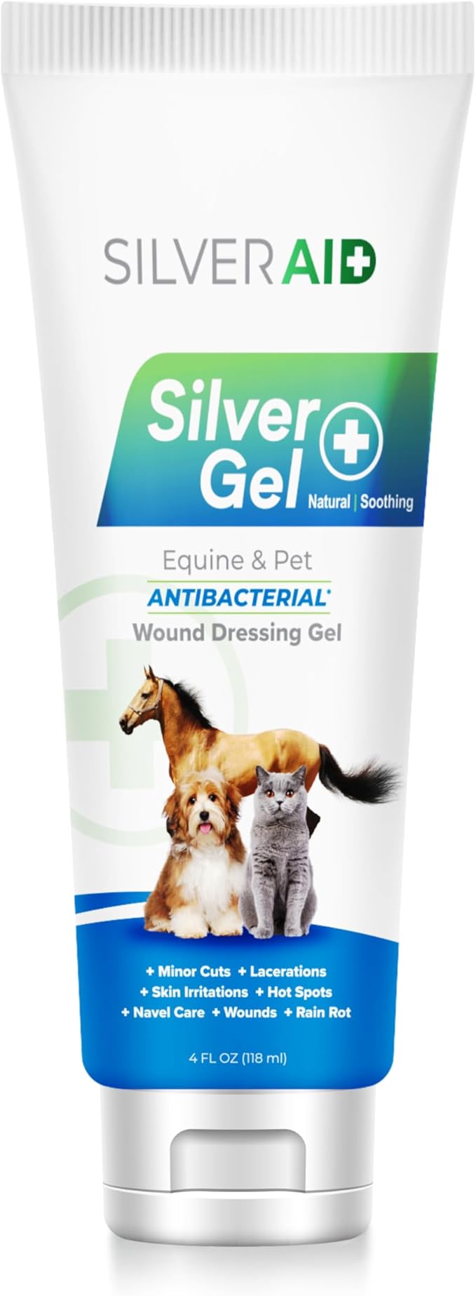 Hot Spot Treament for Dogs, Colloidal Silver Gel Wound Care for Dogs, Cats, Horses, Relief of Rashes, Irritations, Itch, Bites, Burns, Scratches, Minor Cuts, Coat Care, Vet Recommended, Made in USA