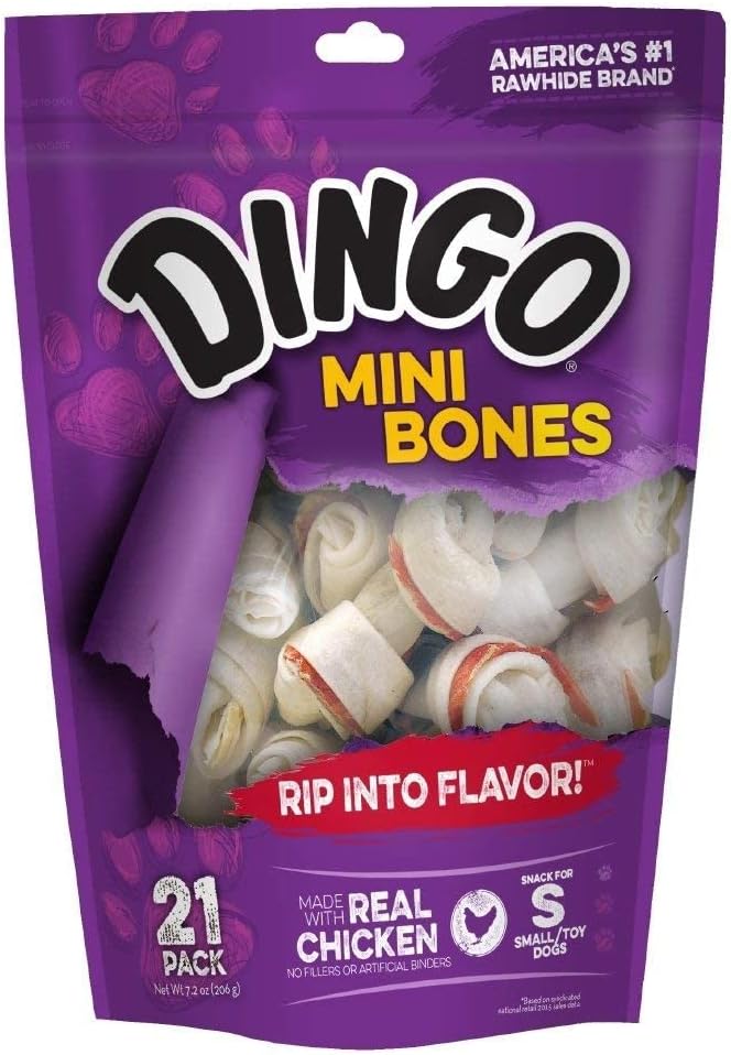 Dingo 156096 Mini Bones for Dogs, Small, Beige,21 Count (Pack of 1)