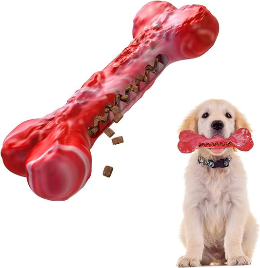 Dog Chew Toys for Aggressive Chewers, Interactive Rubber Dog Bones Chew Toys, Indestructible Puppy Dog Toy for Cleaning Teeth and Training, Tough Dog Toys for Medium Small Large Dog