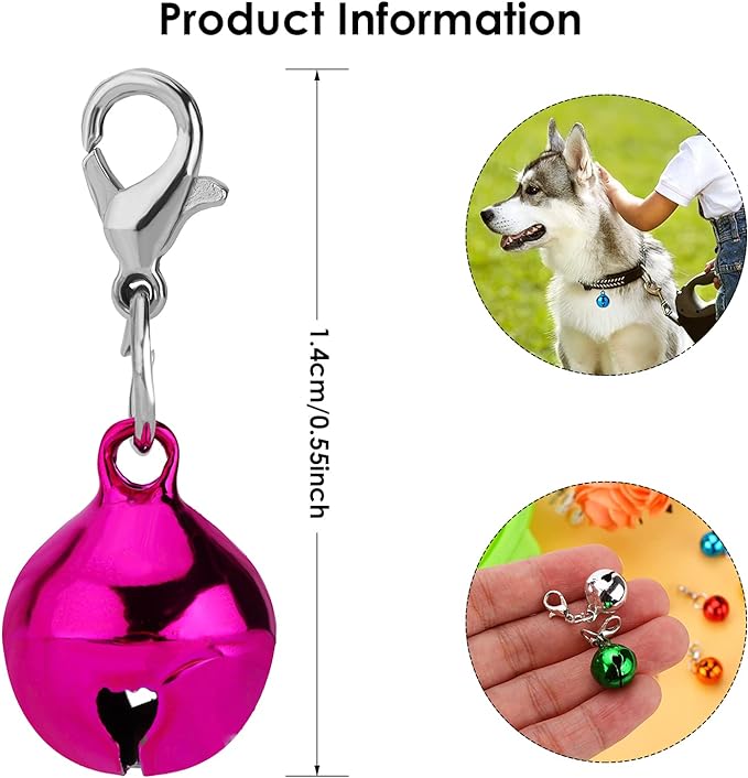 10 Pcs Cat Dog Collar Bells, Jingle Bell for Cat Collar,Dog Collar Charms,Colourful Pet Small Bells with Clasps Collar Accessories,Festival Party DIY Crafts Decoration