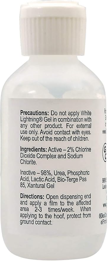 2 Oz White Lightning Gel with Dioxicare Use Topically on Hoof Thrush, White Line, or Fungal Conditions