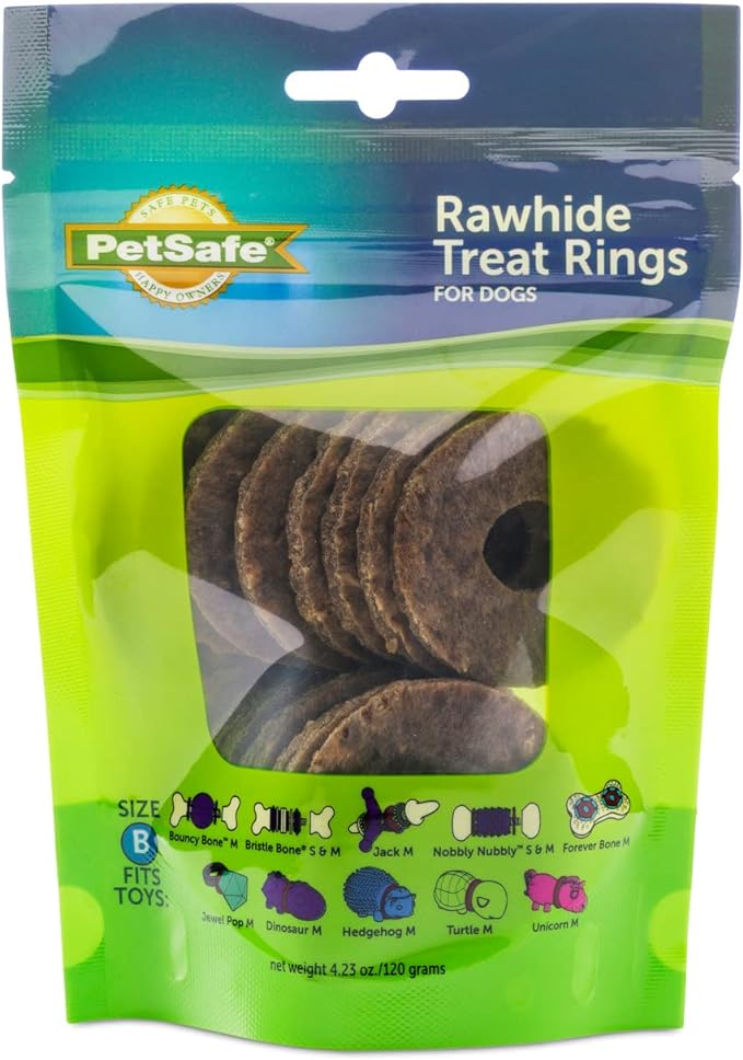 PetSafe Treat Rings for Busy Buddy Dog Toys - Easy to Digest - Interactive Toy Refills for Aggressive Chewers & Anxiety - 16 Rings - Size B - Original & Busy Buddy Jack Medium