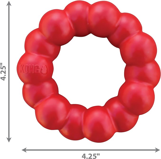 KONG Ring - Natural Rubber Ring Toy for Healthy Chewing Habits - Chew Toy Supports Dog Dental Health - Dog Toy Supports Instincts During Playtime - for Medium/Large Dogs