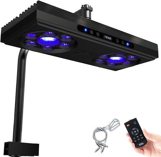 Aquarium Light-140 Watts Reef Light High Penetration Wide Coverage Sunrise Sunset Moonlight Saltwater Lights for Coral with Master Slave Group Control & Timer & Screen