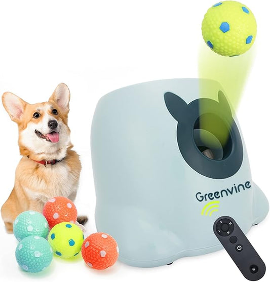 Automatic Dog Ball Launcher Interactive Ball Thrower Fetch it Machine for Dogs with 6 Durable High Elasticity Latex Balls Included