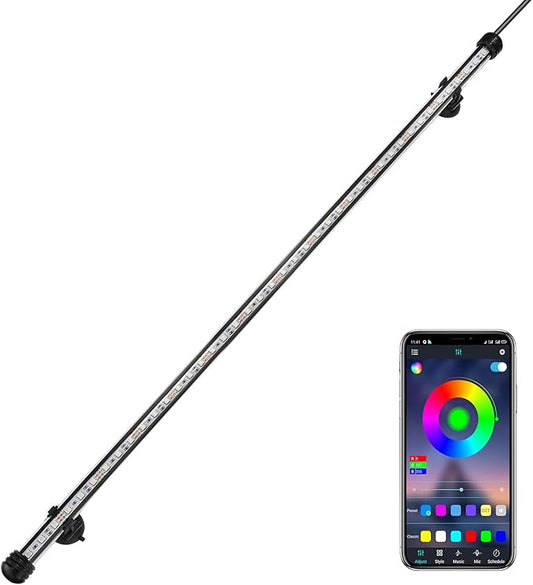 GreenSun Fish Tank Aquarium Light: Submersible Led Lamp - 38 Inch Waterproof Strip Spotlight with APP Control