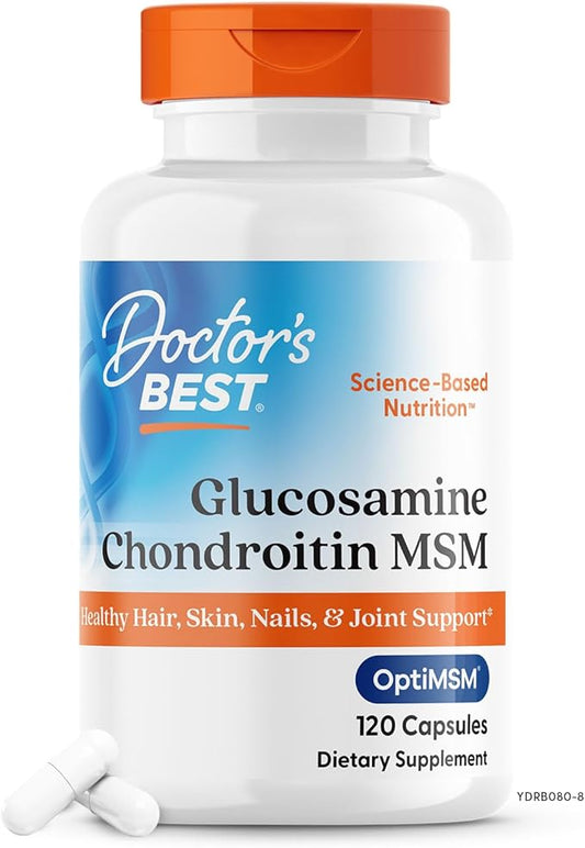 Doctor's Best Glucosamine Chondroitin Msm with OptiMSM Capsules, Supports Healthy Joint Structure, Function & Comfort, Non-GMO, Gluten Free, Soy Free, 120 Count (Pack of 1)