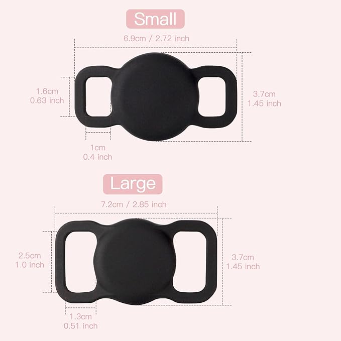 PuppyDoggy 2 Pieces Airtag Holder for Collar, Dog Cat Tracker Case, Silicone Airtag Case Waterproof, Scratch-Resistant, Anti-Lost for Dogs and Cats (Samll, Black)