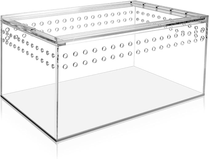 Magnetic Acrylic Reptile Enclosure Transparent terrariums Spiders encolsure Feeding Box,Amphibians pet breeding Vivarium Tank for Turtle,Frogs,Geckos,Mantis,Snakes,Scorpions,etc (Large)