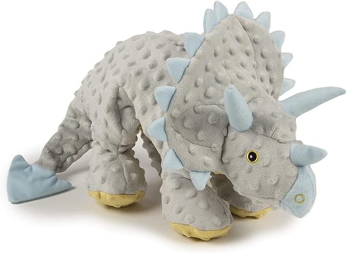 goDog Dinos Frills Squeaky Plush Dog Toy, Chew Guard Technology - Gray, Extra Large