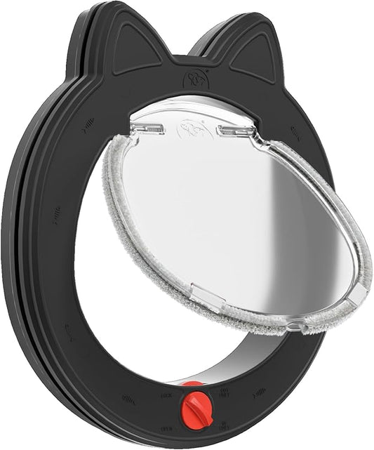 Pet Door, Cat Door for Interior Exterior Doors, 7.5" x 7.5" Inner Frame, 4-Way Locks, for Cats and Small Dogs, Easy to Install, Suitable for Interior and Exterior Doors, Black